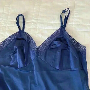 Y2k whimsigoth coquette lace satin slip dress womens large vanity fair trad wife